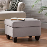 ONIJA  Furniture Modern Storage Ottoman Footrest, Navy Blue Fabric, Living Room Furniture with Wooden Legs